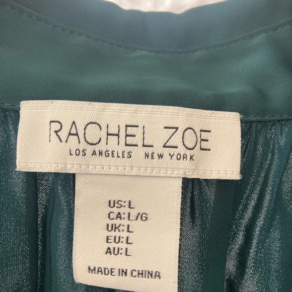 Rachel Zoe Green Button-Down Satin Shirt - Picture 4 of 7